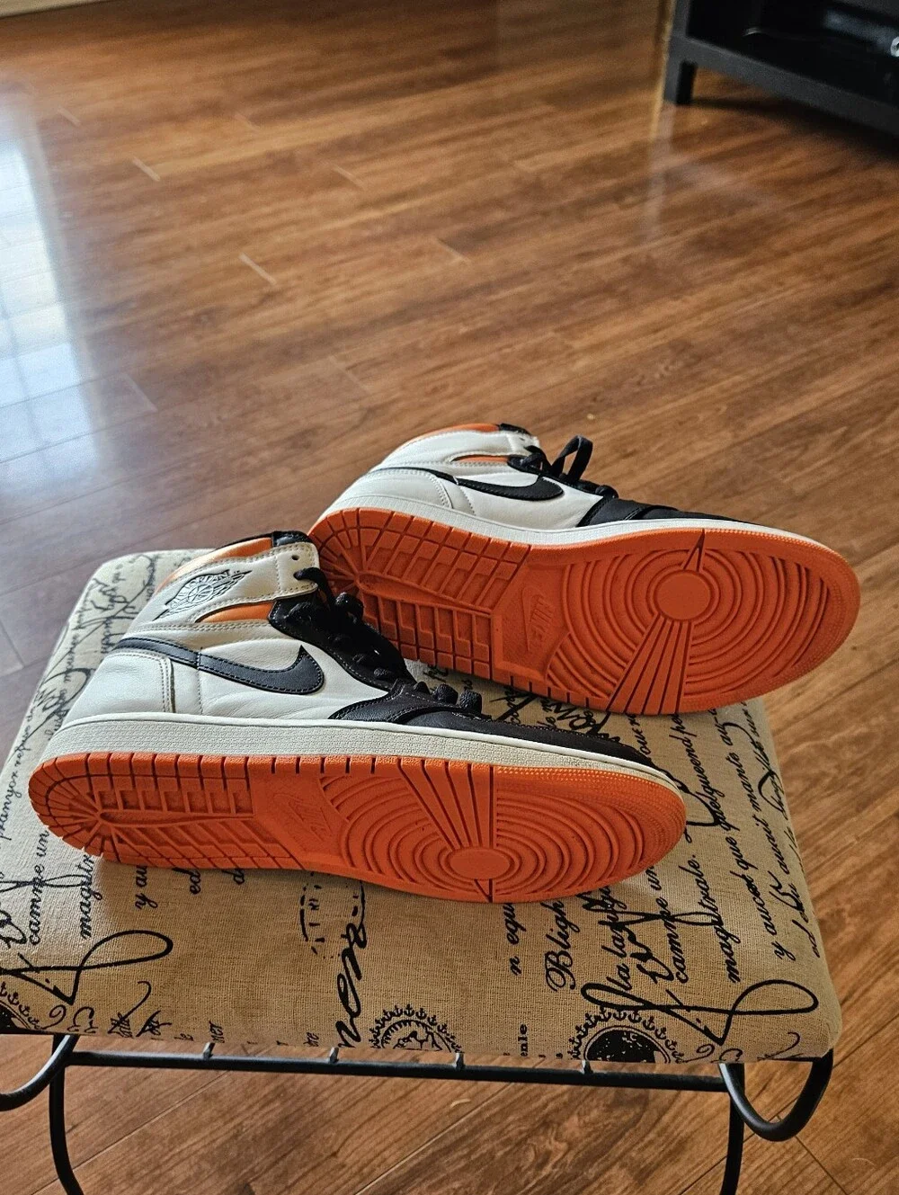 Nike Air Jordan 1 Mid White Black Orange Men's Sneakers